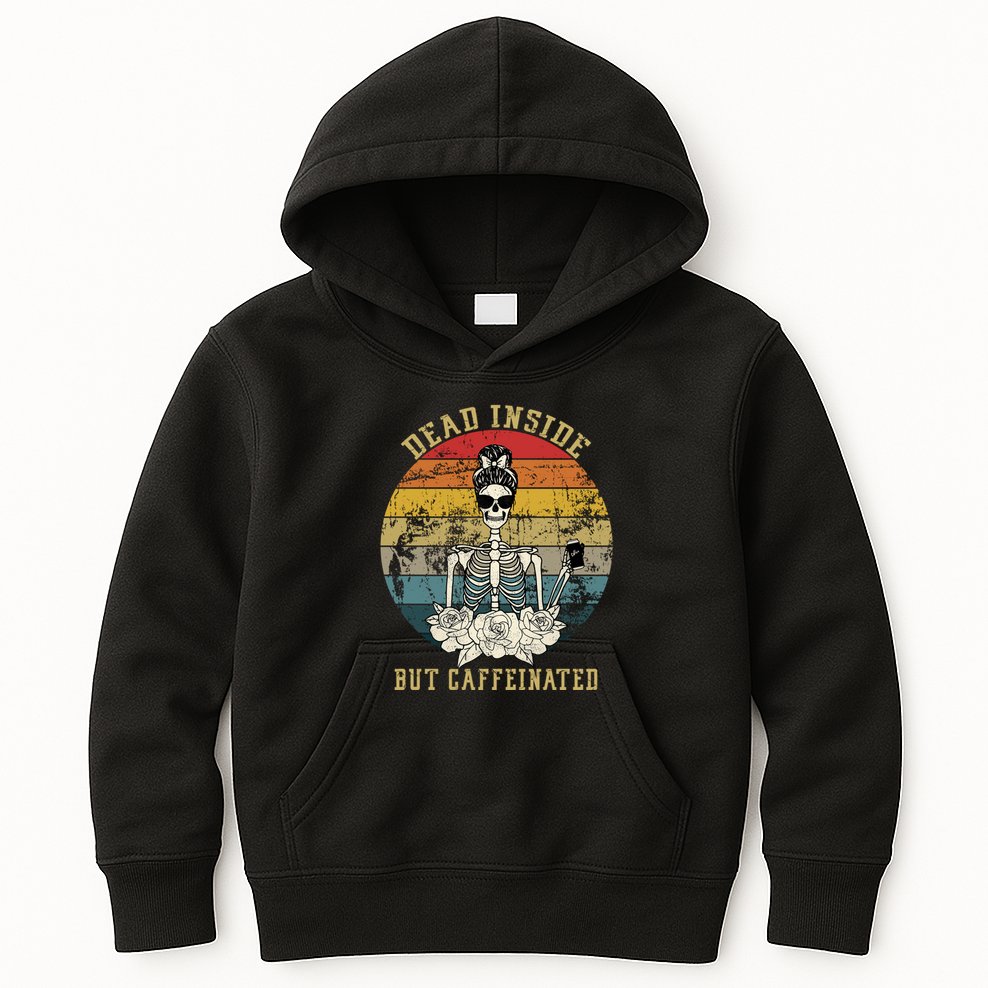 Vintage Dead Inside But Caffeinated Kids Hoodie