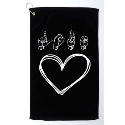 Valentines Day I Love You Heart Hand Sign Language Gift Platinum Collection Golf Towel