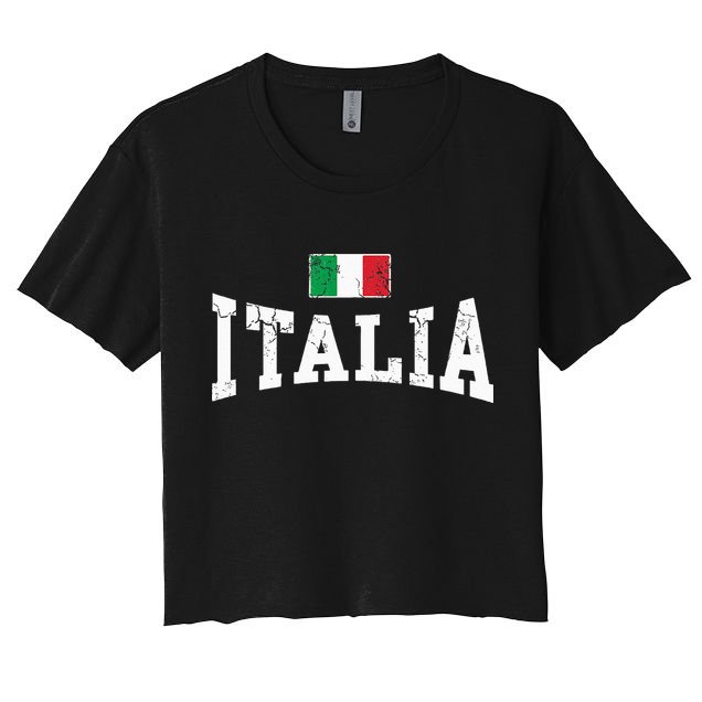 Vintage Distressed Italia Flag Italy Italian Family Group Crop Top
