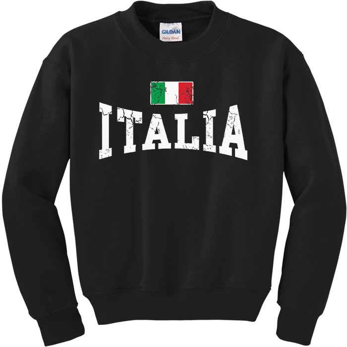 Vintage Distressed Italia Flag Italy Italian Family Group Kids Sweatshirt