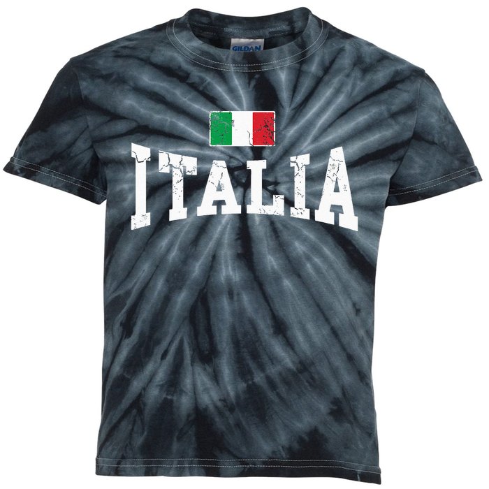 Vintage Distressed Italia Flag Italy Italian Family Group Kids Tie-Dye T-Shirt