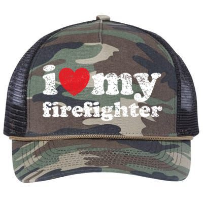 Vintage Distressed I Love My Firefighter Meaningful Gift Retro Rope Trucker Hat Cap