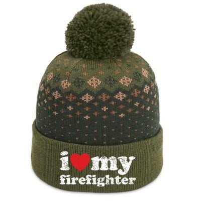 Vintage Distressed I Love My Firefighter Meaningful Gift The Baniff Cuffed Pom Beanie