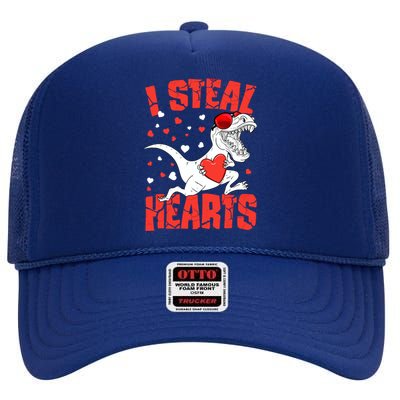 Valentines Day I Steal Hearts TRex High Crown Mesh Back Trucker Hat