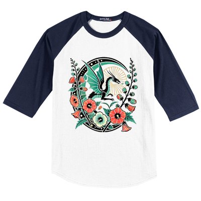 Vintage Dragon Illustration Dragon Lovers Baseball Sleeve Shirt