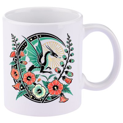 Vintage Dragon Illustration Dragon Lovers 11oz C Handle Ceramic Mug