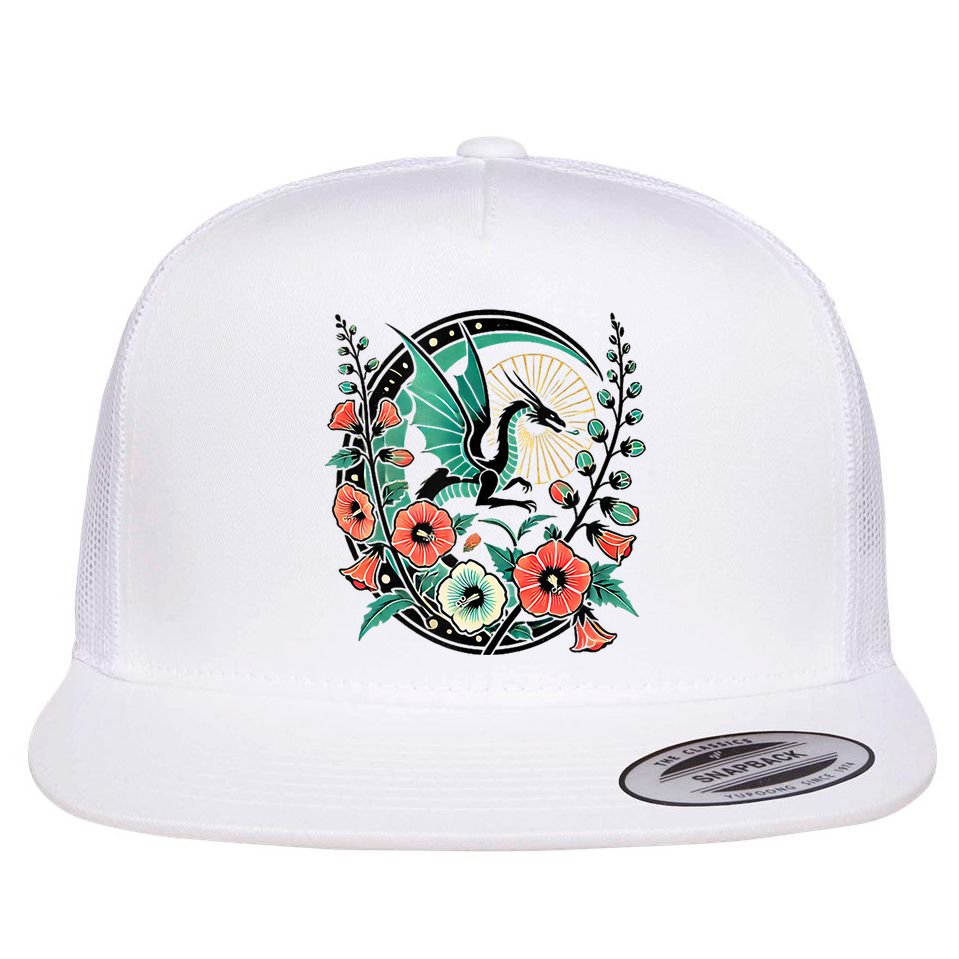 Vintage Dragon Illustration Dragon Lovers Flat Bill Trucker Hat