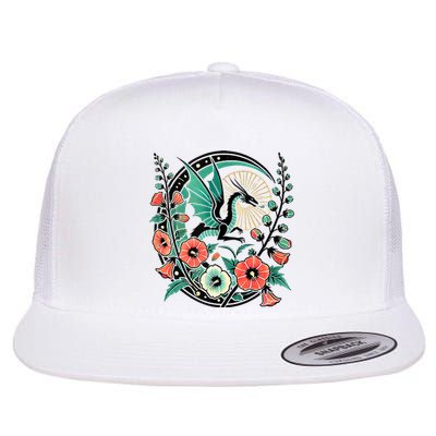 Vintage Dragon Illustration Dragon Lovers Flat Bill Trucker Hat