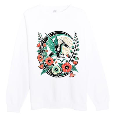 Vintage Dragon Illustration Dragon Lovers Premium Crewneck Sweatshirt