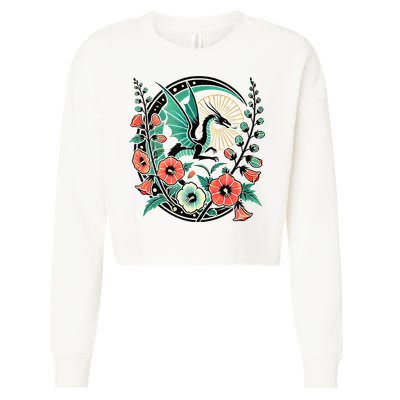 Vintage Dragon Illustration Dragon Lovers Cropped Pullover Crew