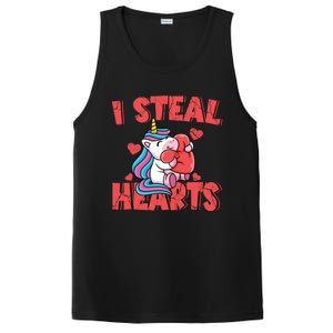 Valentine's Day I Steal Hearts Unicorn Love Cool Gift PosiCharge Competitor Tank