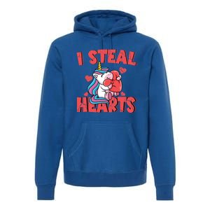 Valentine's Day I Steal Hearts Unicorn Love Cool Gift Premium Hoodie