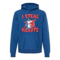 Valentine's Day I Steal Hearts Unicorn Love Cool Gift Premium Hoodie