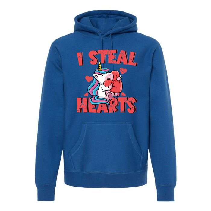 Valentine's Day I Steal Hearts Unicorn Love Cool Gift Premium Hoodie