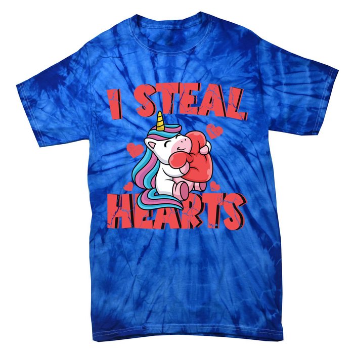 Valentine's Day I Steal Hearts Unicorn Love Cool Gift Tie-Dye T-Shirt