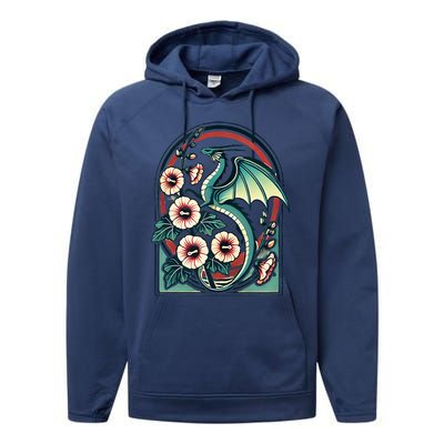 Vintage Dragon Illustration Dragon Lovers Performance Fleece Hoodie