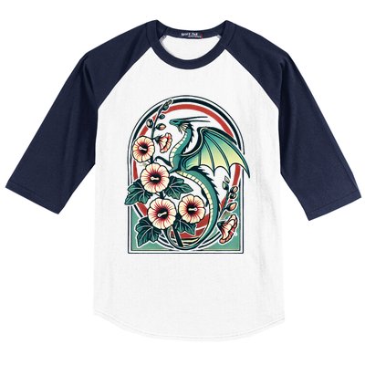 Vintage Dragon Illustration Dragon Lovers Baseball Sleeve Shirt