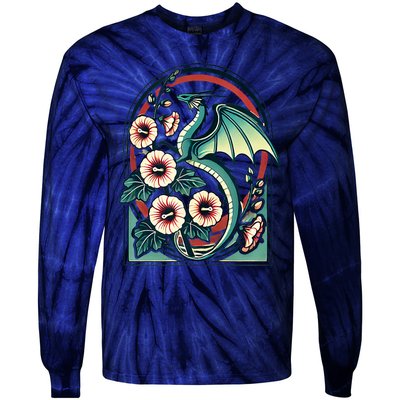 Vintage Dragon Illustration Dragon Lovers Tie-Dye Long Sleeve Shirt