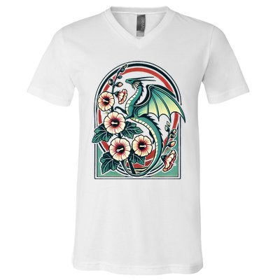 Vintage Dragon Illustration Dragon Lovers V-Neck T-Shirt