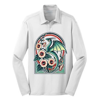 Vintage Dragon Illustration Dragon Lovers Silk Touch Performance Long Sleeve Polo