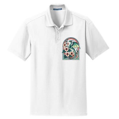 Vintage Dragon Illustration Dragon Lovers Dry Zone Grid Polo