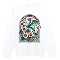 Vintage Dragon Illustration Dragon Lovers Premium Crewneck Sweatshirt