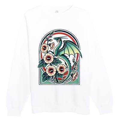 Vintage Dragon Illustration Dragon Lovers Premium Crewneck Sweatshirt