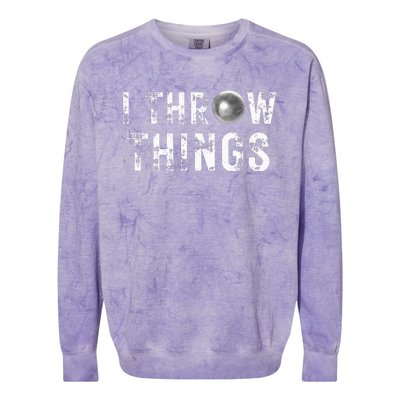 Vintage Distressed I Throw Things Shot Put Track And Field Colorblast Crewneck Sweatshirt