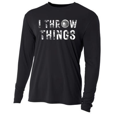 Vintage Distressed I Throw Things Shot Put Track And Field Cooling Performance Long Sleeve Crew