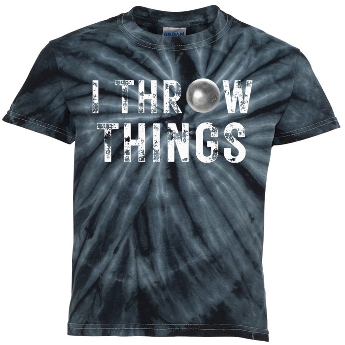 Vintage Distressed I Throw Things Shot Put Track And Field Kids Tie-Dye T-Shirt