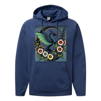 Vintage Dragon Illustration Dragon Lovers Performance Fleece Hoodie