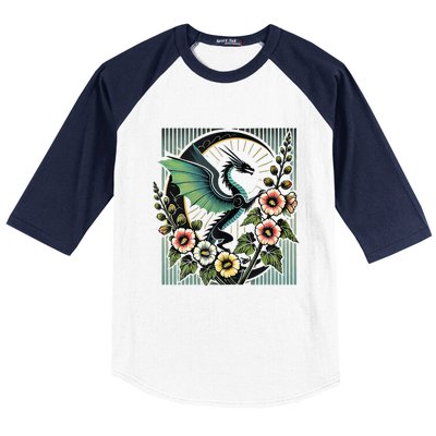 Vintage Dragon Illustration Dragon Lovers Baseball Sleeve Shirt