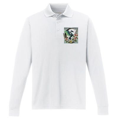 Vintage Dragon Illustration Dragon Lovers Performance Long Sleeve Polo