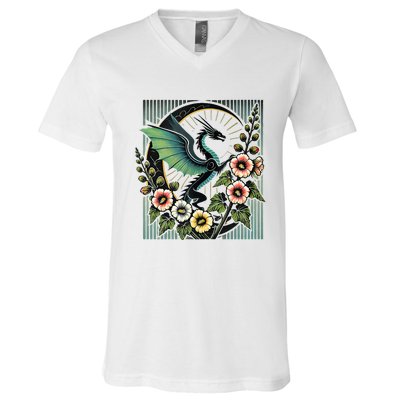 Vintage Dragon Illustration Dragon Lovers V-Neck T-Shirt