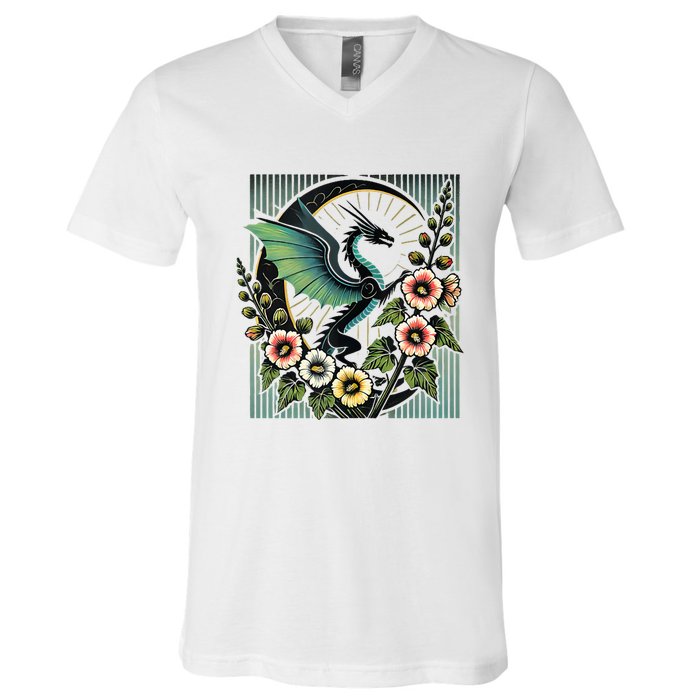 Vintage Dragon Illustration Dragon Lovers V-Neck T-Shirt