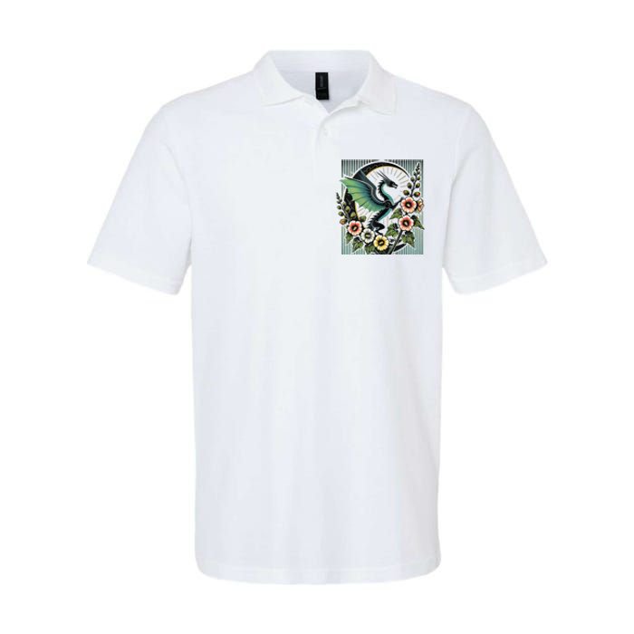 Vintage Dragon Illustration Dragon Lovers Softstyle Adult Sport Polo