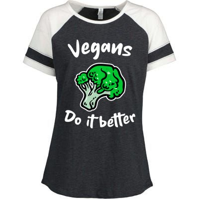 Vegans Do It Better For Vegetarian Vegan Food Lovers Funny Gift Enza Ladies Jersey Colorblock Tee