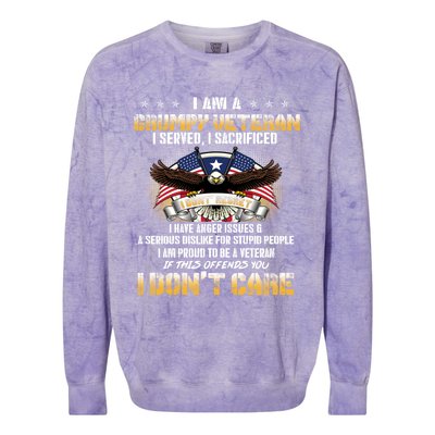 Veterans Day I Am A Grumpy Old Veteran I Served I Sacrificed Meaningful Gift Colorblast Crewneck Sweatshirt