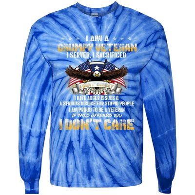 Veterans Day I Am A Grumpy Old Veteran I Served I Sacrificed Meaningful Gift Tie-Dye Long Sleeve Shirt