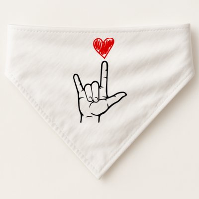 Valentines Day I Love You Hand Sign Asl USA-Made Doggie Bandana