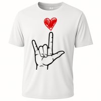 Valentines Day I Love You Hand Sign Asl Cooling Performance Crew T-Shirt