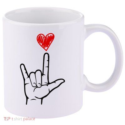 Valentines Day I Love You Hand Sign Asl 11oz C Handle Ceramic Mug