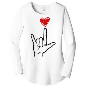 Valentines Day I Love You Hand Sign Asl Women's Perfect Tri Tunic Long Sleeve Shirt