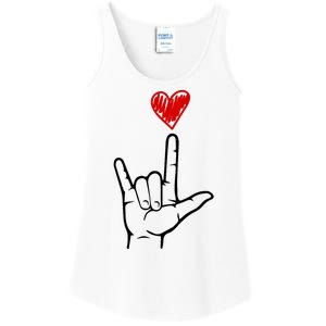 Valentines Day I Love You Hand Sign Asl Ladies Essential Tank