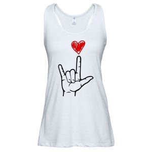 Valentines Day I Love You Hand Sign Asl Ladies Essential Flowy Tank