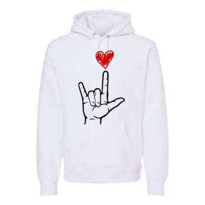 Valentines Day I Love You Hand Sign Asl Premium Hoodie