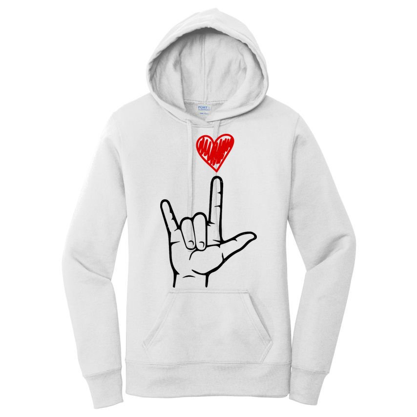 Valentines Day I Love You Hand Sign Asl Women's Pullover Hoodie