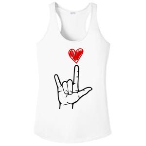 Valentines Day I Love You Hand Sign Asl Ladies PosiCharge Competitor Racerback Tank