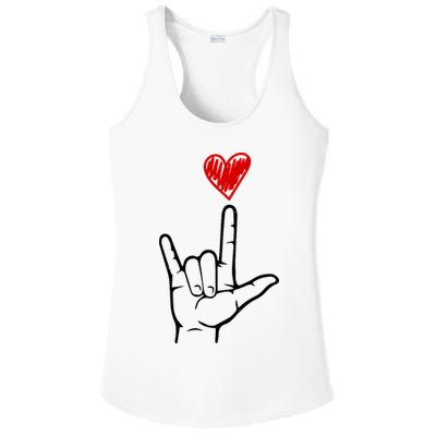 Valentines Day I Love You Hand Sign Asl Ladies PosiCharge Competitor Racerback Tank