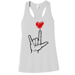 Valentines Day I Love You Hand Sign Asl Women's Racerback Tank